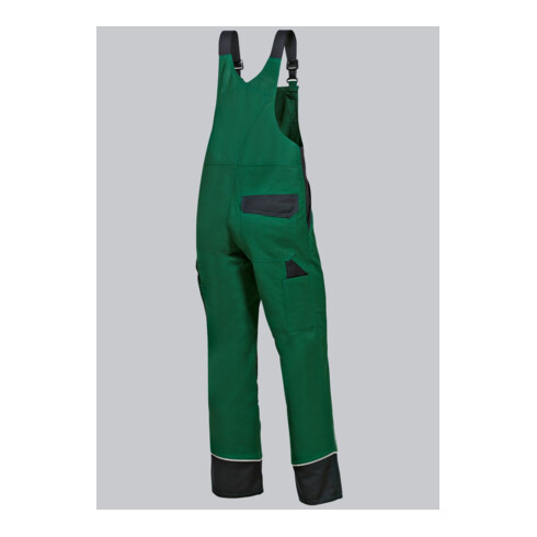 BP® Latzhose mit verdeckten Knöpfen und Kniepolstertaschen, mittelgrün/schwarz