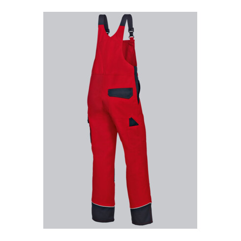 BP® Latzhose mit verdeckten Knöpfen und Kniepolstertaschen, rot/schwarz