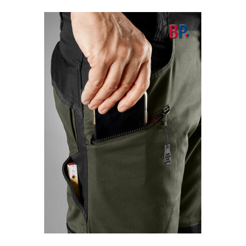 BP® Stretch-Arbeitshose mit Kniepolstertaschen, oliv/schwarz