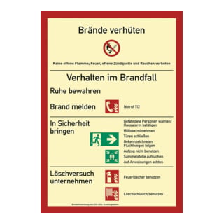 Brandschutzzeichen ASR A1.3/DIN EN ISO 7010/DIN 67510 Brandschutzordnung Folie