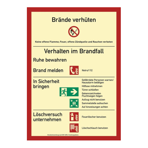 Brandschutzzeichen ASR A1.3/DIN EN ISO 7010/DIN 67510 Brandschutzordnung Folie
