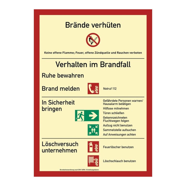 Brandschutzzeichen DIN EN ISO 7010 L210xB297mm Brandschutzordnung Ku.