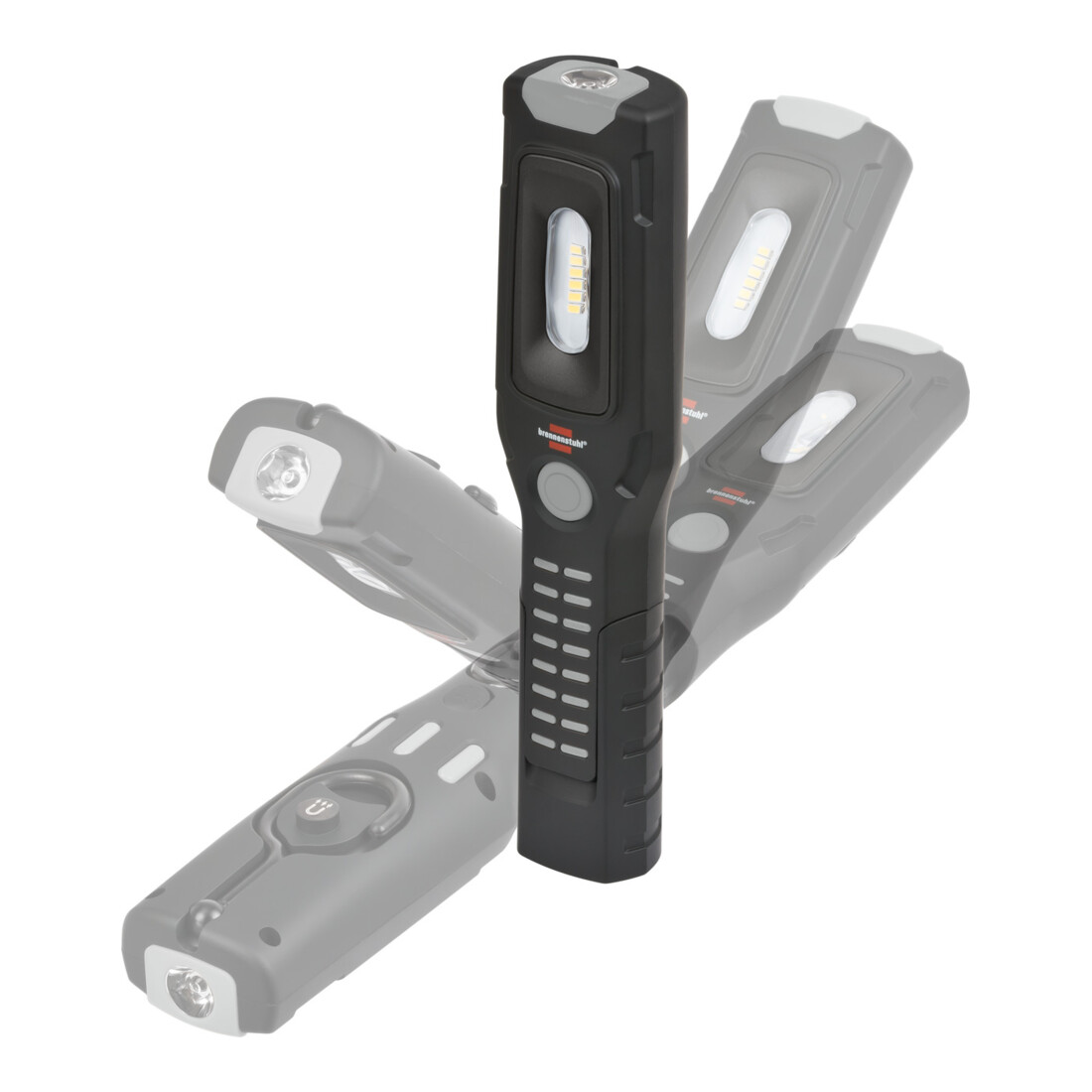 Brennenstuhl Akku Handleuchte HL 501 A / Arbeitsleuchte LED Akku mit Magnet und 6 SMD-LED´s (Inspektionsleuchte mit max. 10h Leuchtdauer, 500+120lm, 360° drehbarer Haken, knickbarer Haltefuß)