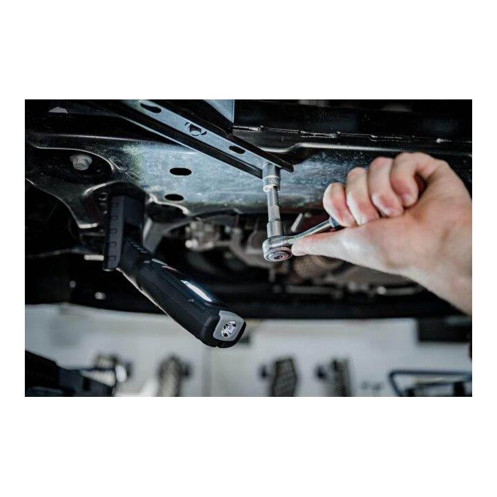 Brennenstuhl Akku Handleuchte HL 501 A / Arbeitsleuchte LED Akku mit Magnet und 6 SMD-LED´s (Inspektionsleuchte mit max. 10h Leuchtdauer, 500+120lm, 360° drehbarer Haken, knickbarer Haltefuß)