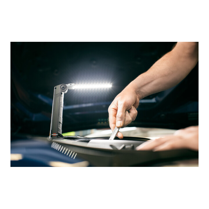 Brennenstuhl Akku LED Werkplaatslamp SANSA 401 A / LED Werklicht met accu en magneet (max. 80u brandduur, 400+70lm, inklapbaar tot zakformaat, incl. USB C laadkabel)