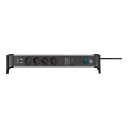 Brennenstuhl Alu-Office-Line Steckdosenleiste 4-fach mit USB und Überspannungsschutz