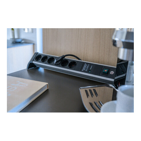 Brennenstuhl Alu-Office-Line Steckdosenleiste 4-fach mit USB und Überspannungsschutz