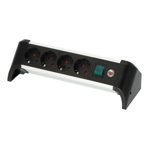 Brennenstuhl Alu-Office-Line Steckdosenleiste 4-fach / Steckerleiste aus Aluminium für den Schreibtisch
