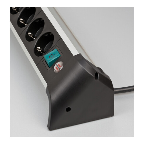 Brennenstuhl Alu-Office-Line Steckdosenleiste 4-fach / Steckerleiste aus Aluminium für den Schreibtisch