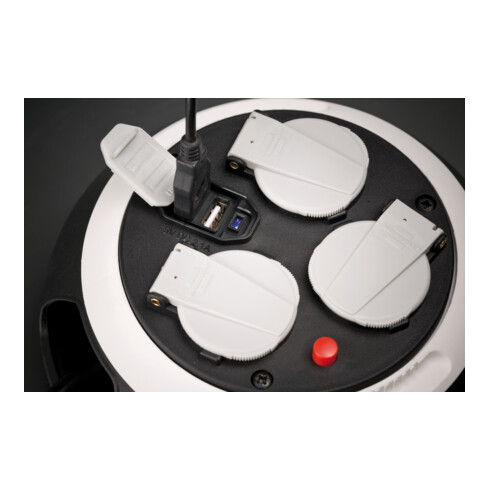 Brennenstuhl Avvolgicavo Comfort-Line CL-S con funzione di ricarica USB nero-bianco, 3m, H05VV-F 3G1,5