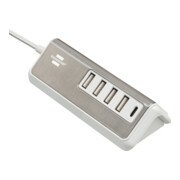 Brennenstuhl®estilo USB Ladegerät mit Schnellladefunktion / Mehrfach USB Ladestation mit Edelstahloberfläche und 1,5m Textil-Kabel