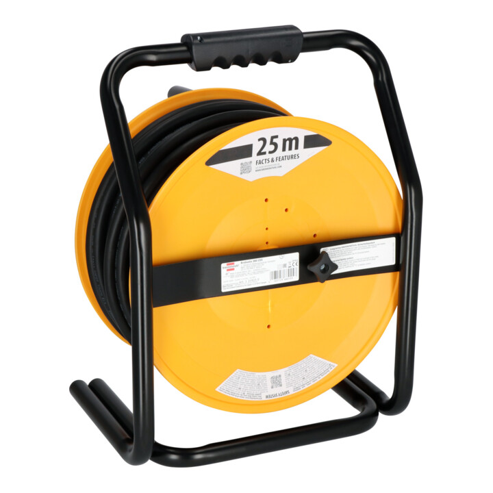 Brennenstuhl Brobusta 380 CEE 2 FI IP44 kabelhaspel (kabelhaspel 25m, met FI-bescherming, voor permanent gebruik buitenshuis, Made in Germany)