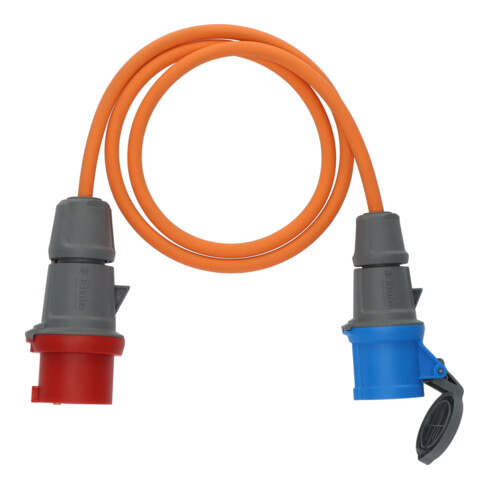 Brennenstuhl Camping Adapterkabel/CEE-Adapter mit 400V/16A CEE-Stecker und 230V/16A CEE-Kupplung (1,5m Kabel in orange, H07RN-F 3G2,5, ständiger Einsatz im Außenbereich IP44, Made in Germany)