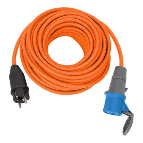 Brennenstuhl Camping Adapterkabel / CEE-Adapter mit Schutzkontakt-Stecker und CEE-Kupplung, 25m Kabel in orange