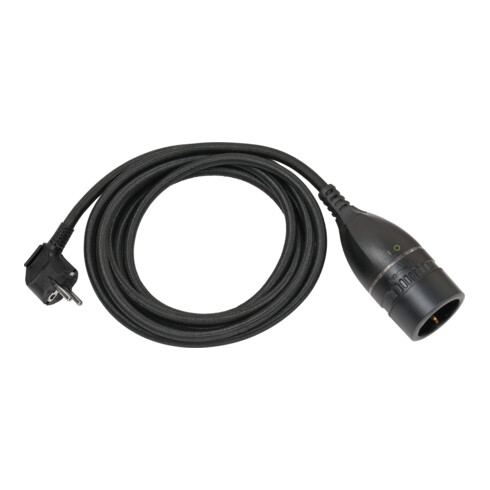 Brennenstuhl Cavo di prolunga in plastica di qualità, interruttore rotante e guaina tessile, 5m, H05VV-F 3G1,5 nero