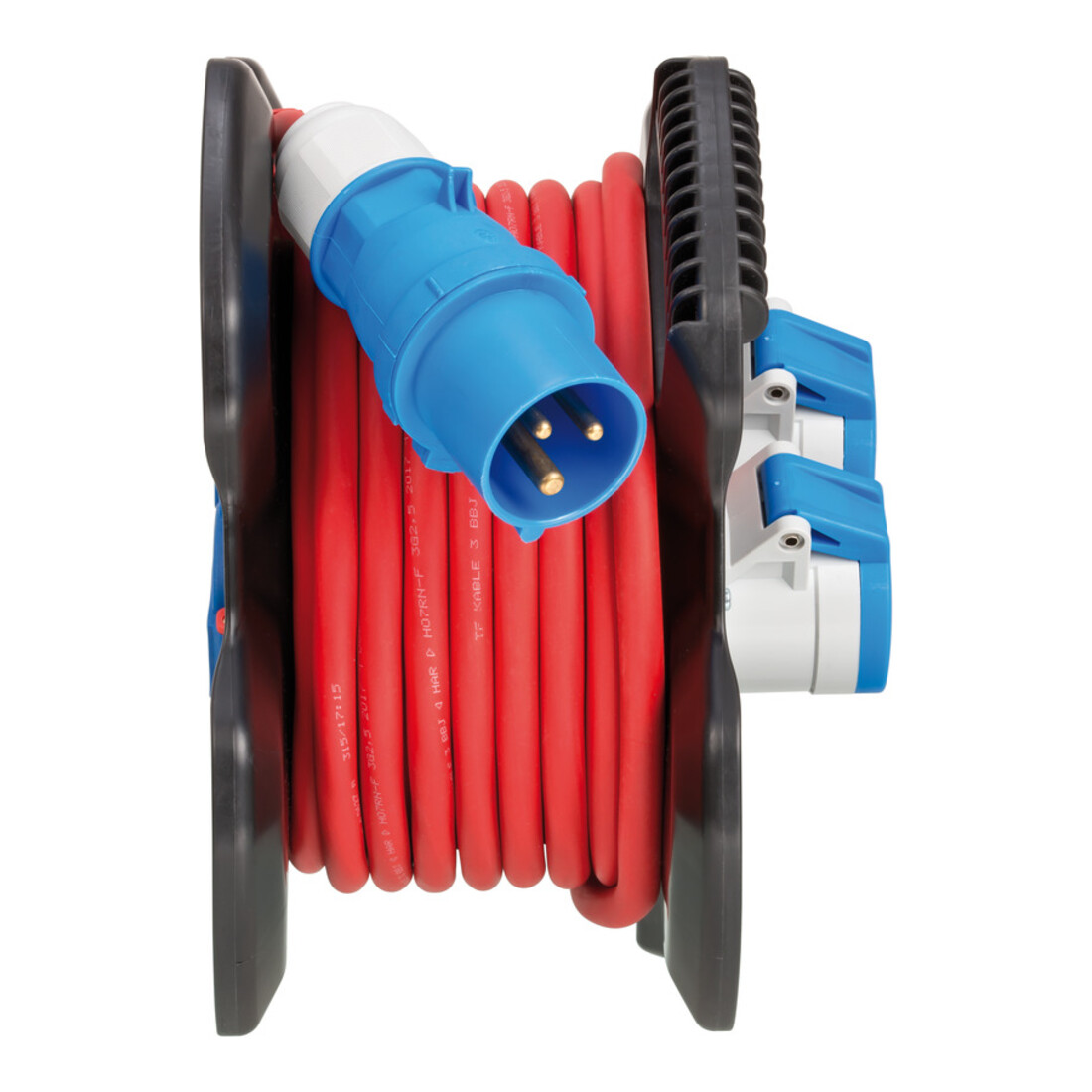 Brennenstuhl CEE-Kabeltrommel X-Gum / Camping-Kabeltrommel mit 12m Kabel in rot