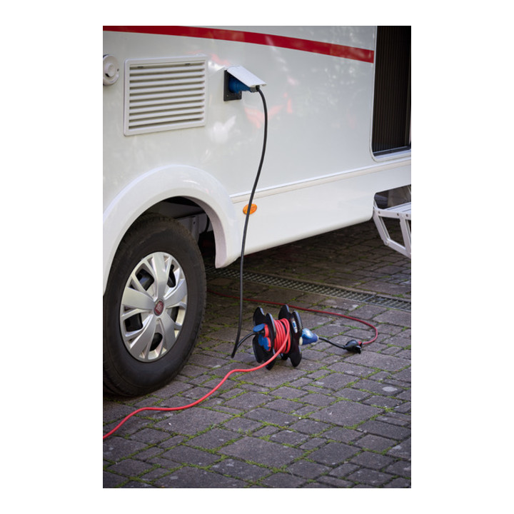 Brennenstuhl CEE-Kabeltrommel X-Gum / Camping-Kabeltrommel mit 12m Kabel in rot