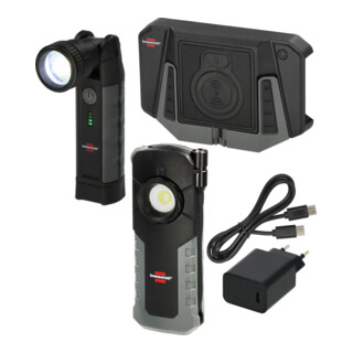 Brennenstuhl Draadloos Opladen Set Handlamp HL 1000 ACW Zaklamp TL 1000 ACW Pad WCP 20W USB C Lader