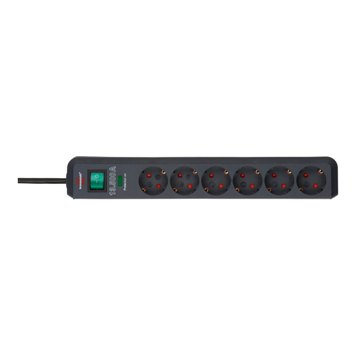 Brennenstuhl Eco-Line 4.500A 6-voudig zwart 1.5m