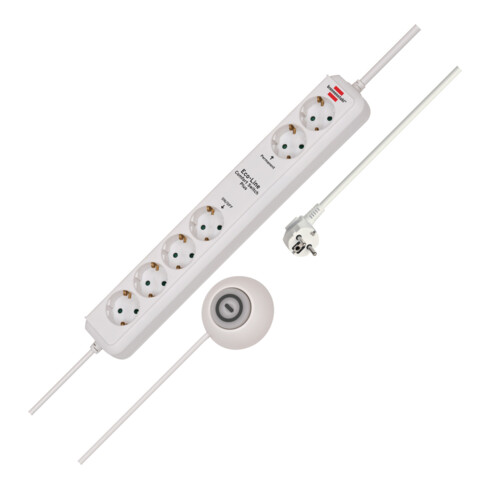 Brennenstuhl Eco-Line Comfort Switch PlusSteckd.leiste 6-fach weiss 1,5m permanent, Hand-/Fußschalter - 1159560216