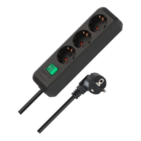 Brennenstuhl Eco-Line met schakelaar 3-voudig zwart 3m