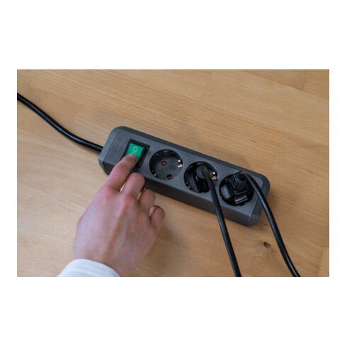 Brennenstuhl Eco-Line Schakelaar 3-voudig s.grijs 1.5m
