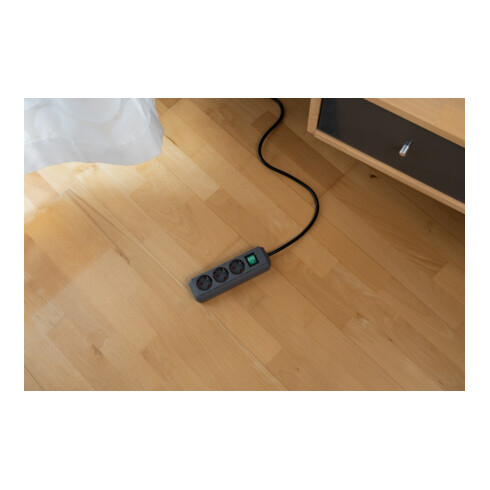Brennenstuhl Eco-Line Schakelaar 3-voudig s.grijs 1.5m