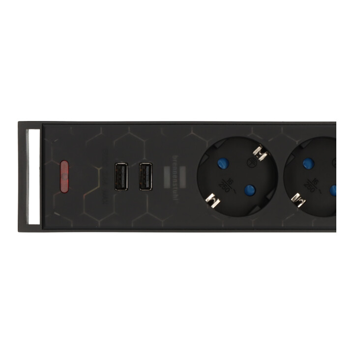 Brennenstuhl Gaming Steckdosenleiste GSL 05 USB mit LED Beleuchtung (5-fach beleuchtete Mehrfachsteckdose für Gaming-Setup mit LED Farbwechsel)
