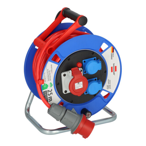 Brennenstuhl Garant CEE 1 IP44 Kabelhaspel (25m kabel signaalrood, speciaal kunststof, voor buiten, Made in Germany)