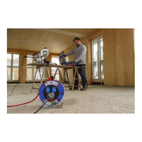 Brennenstuhl Garant CEE 1 IP44 Kabelhaspel (25m kabel signaalrood, speciaal kunststof, voor buiten, Made in Germany)
