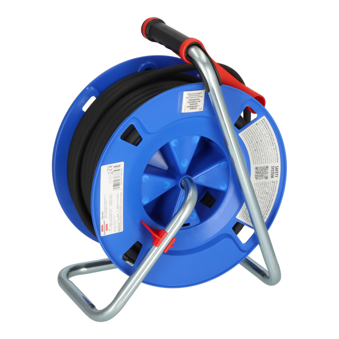 Brennenstuhl Garant CEE 1 IP44 Kabelhaspel (CEE-kabelhaspel met 30m kabel zwart, speciaal kunststof, voor continu gebruik buiten, Made in Germany)