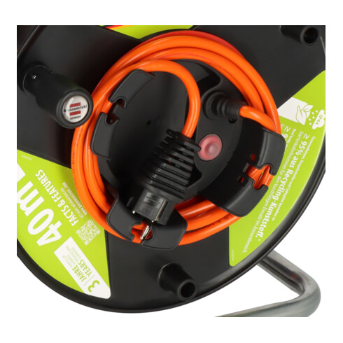 Brennenstuhl Garant G Bretec IP44 Gartenkabeltrommel mit recycelten Kunststoff-Komponenten (mit 38+2m Kabel in orange, Spezialkunststoff, kurzfristiger Einsatz im Außenbereich, Made in Germany)