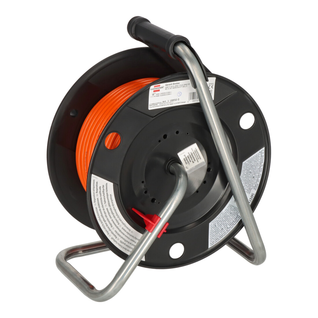 Brennenstuhl Garant G Bretec IP44 Gartenkabeltrommel mit recycelten Kunststoff-Komponenten (mit 38+2m Kabel in orange, Spezialkunststoff, kurzfristiger Einsatz im Außenbereich, Made in Germany)
