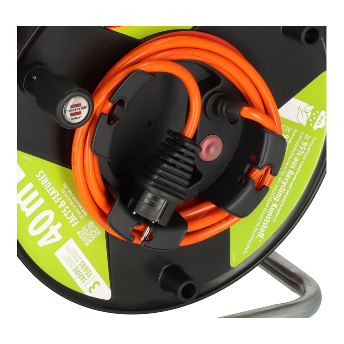 Brennenstuhl Garant G Bretec IP44 Tuinkabelhaspel met gerecyclede kunststofdelen (38+2m oranje kabel, speciaal kunststof, kortdurend buitengebruik, Made in Germany)