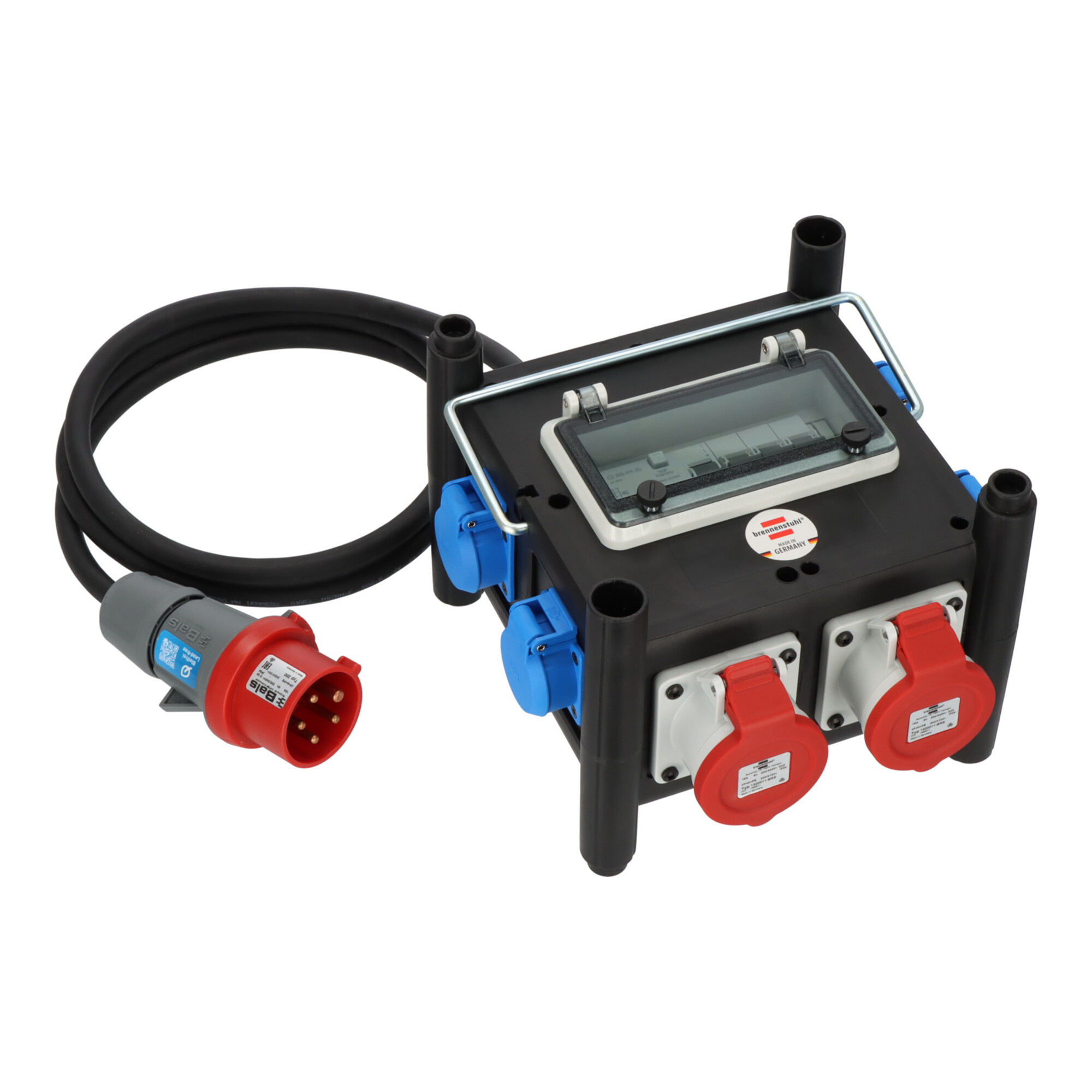 Brennenstuhl Gummi-Baustromverteiler BSV 3 IP44 2m RN-Kabel FI-Schutzschalter Typ B