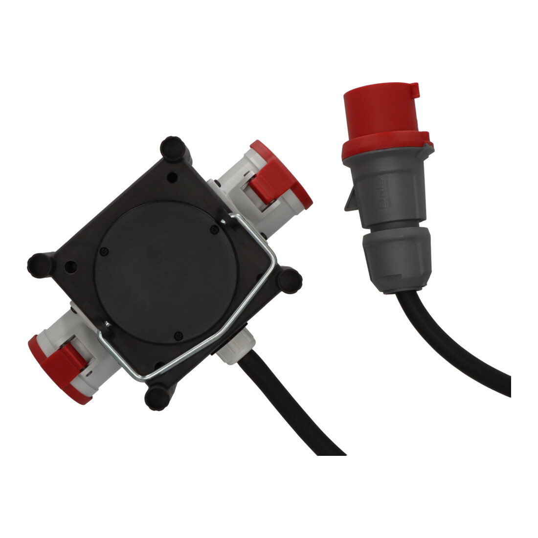 Brennenstuhl Kompakter Gummi-Stromverteiler / Gummiverteiler (2m Kabel, 2x CEE 400V/32A, Baustelleneinsatz und ständiger Einsatz im Freien, Made in Germany)