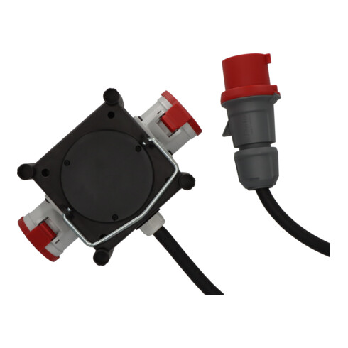 Brennenstuhl Kompakter Gummi-Stromverteiler / Gummiverteiler (2m Kabel, 2x CEE 400V/32A, Baustelleneinsatz und ständiger Einsatz im Freien, Made in Germany)