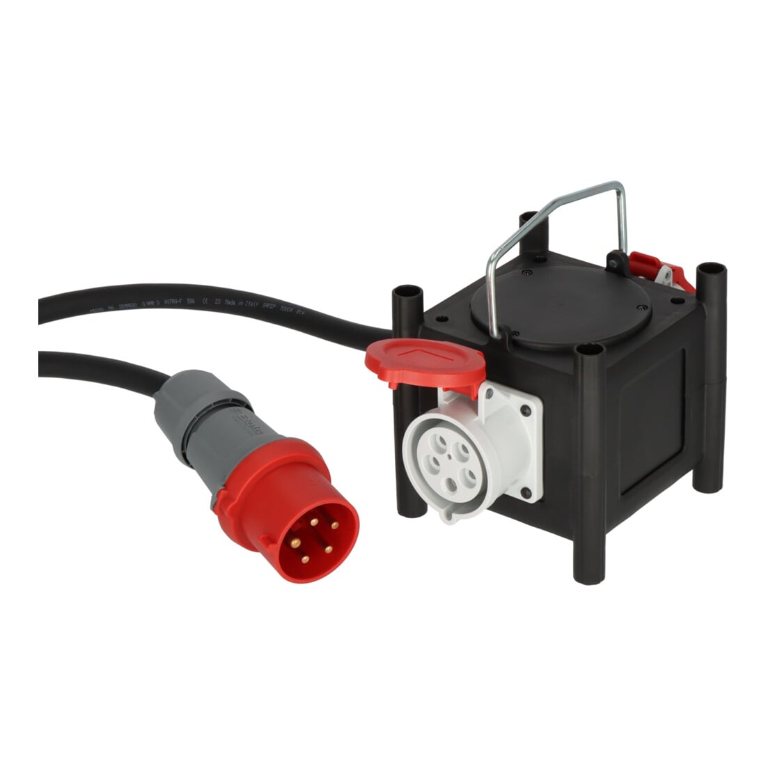 Brennenstuhl Kompakter Gummi-Stromverteiler / Gummiverteiler (2m Kabel, 2x CEE 400V/32A, Baustelleneinsatz und ständiger Einsatz im Freien, Made in Germany)