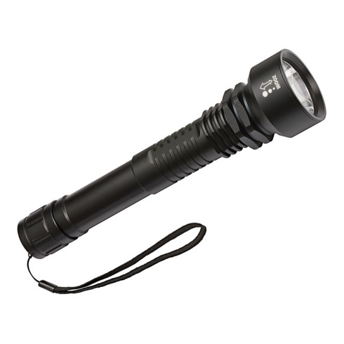 Brennenstuhl Lampe de poche LED avec focus LuxPremium 700 lumen (Etanche IP67, portée 300m, autonomie 15h, 5 modes d'éclairages), Noir