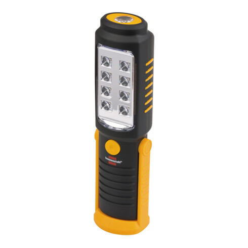 Brennenstuhl Lampe torche 8+1 LED SMD 250 lumen + 100 lumen (Autonomie 10h, aimant intégré, crochet orientable), Noir & Jaune