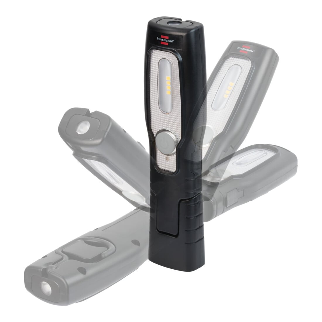 Brennenstuhl LED Akku Handleuchte HL 201 A / LED Werkstattlampe mit Akku (250 + 70lm, knickbarer Haltefuß, handliche Arbeitsleuchte mit Magnet und Haken, inklusive USB C Kabel)