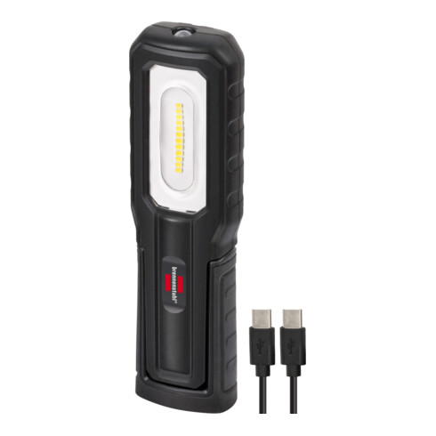 Brennenstuhl LED Akku Handleuchte HL 701 A / LED Arbeitsleuchte für außen IP54 (700+100lm, inklusive USB C Ladekabel, bis zu 10h Leuchtdauer, LED Taschenlampe mit Magneten und Haken)