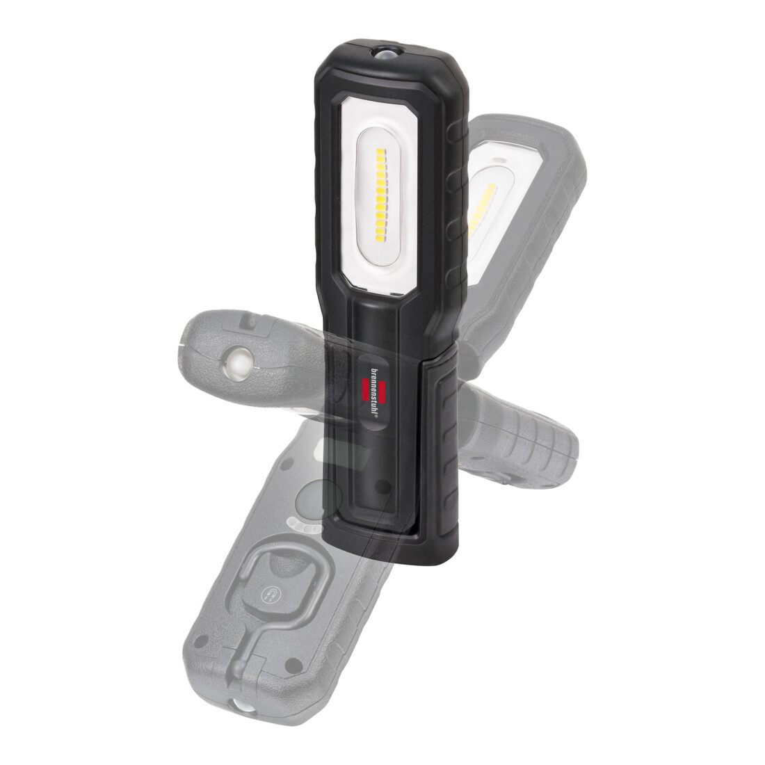 Brennenstuhl LED Akku Handleuchte HL 701 A / LED Arbeitsleuchte für außen IP54 (700+100lm, inklusive USB C Ladekabel, bis zu 10h Leuchtdauer, LED Taschenlampe mit Magneten und Haken)