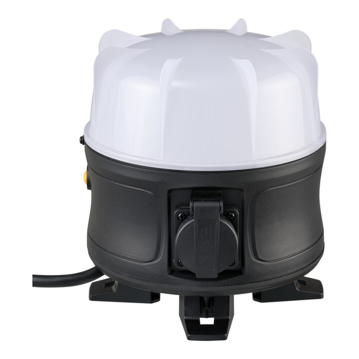 Brennenstuhl Mobiler 360° LED Baustrahler 30W, 3000 lm, 3m Kabel, spritzwassergeschützte Steckdose, IP54