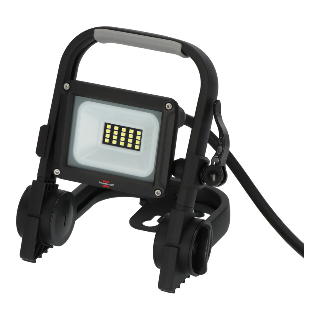 Brennenstuhl Mobiler LED Strahler JARO 1060 M / LED Baustrahler für außen IP65 (LED Arbeitsstrahler 10W mit 2m Kabel, LED Baustellenstrahler mit Schnellspannverschluss und 1150lm)