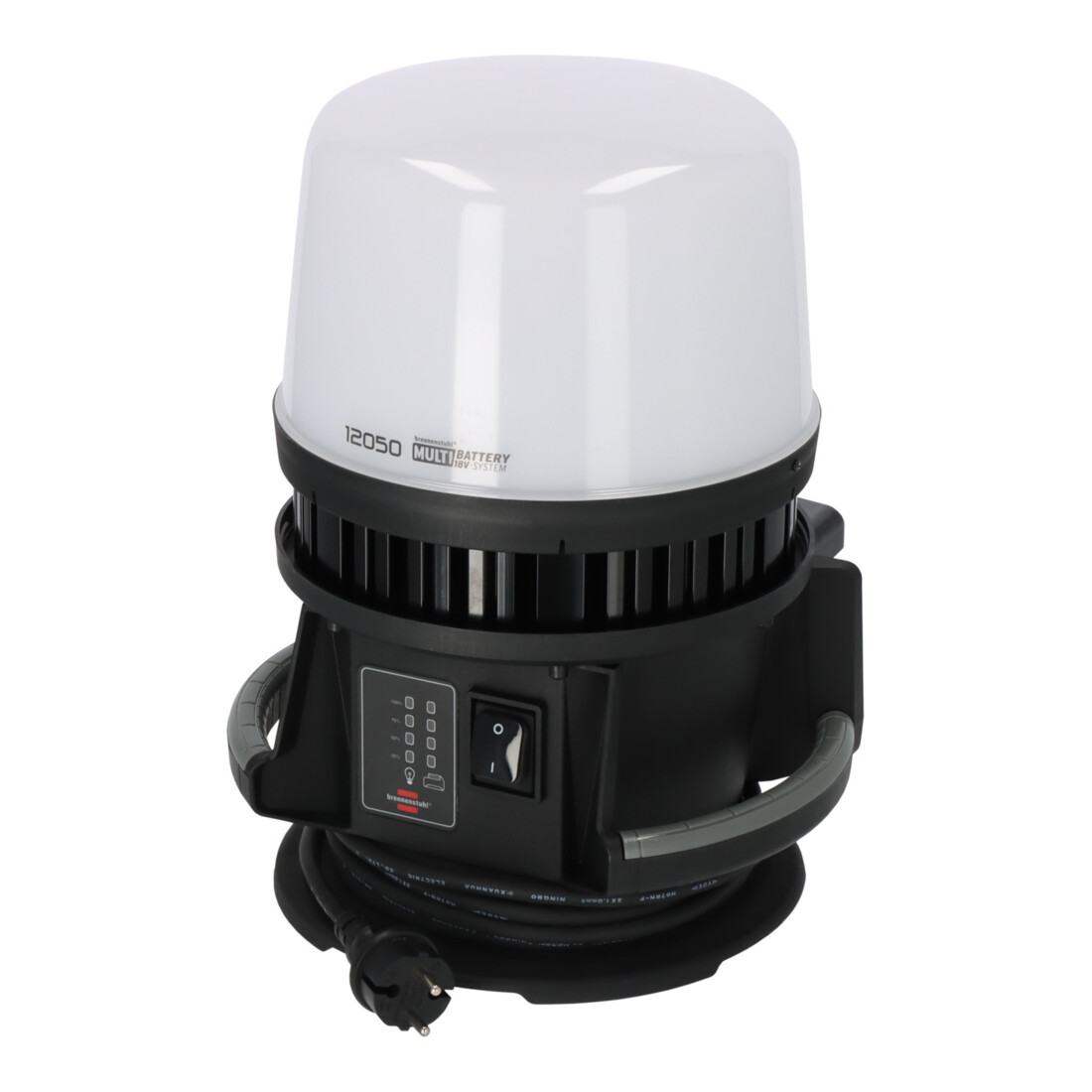 Brennenstuhl Multi Batterij LED 360° Hybride Bouwlamp 12050 MH (12000lm, IP54, LED werklamp compatibel met 18V batterijen van 7 fabrikanten, 5m RN kabel, zonder batterij, Engineered in Germany)
