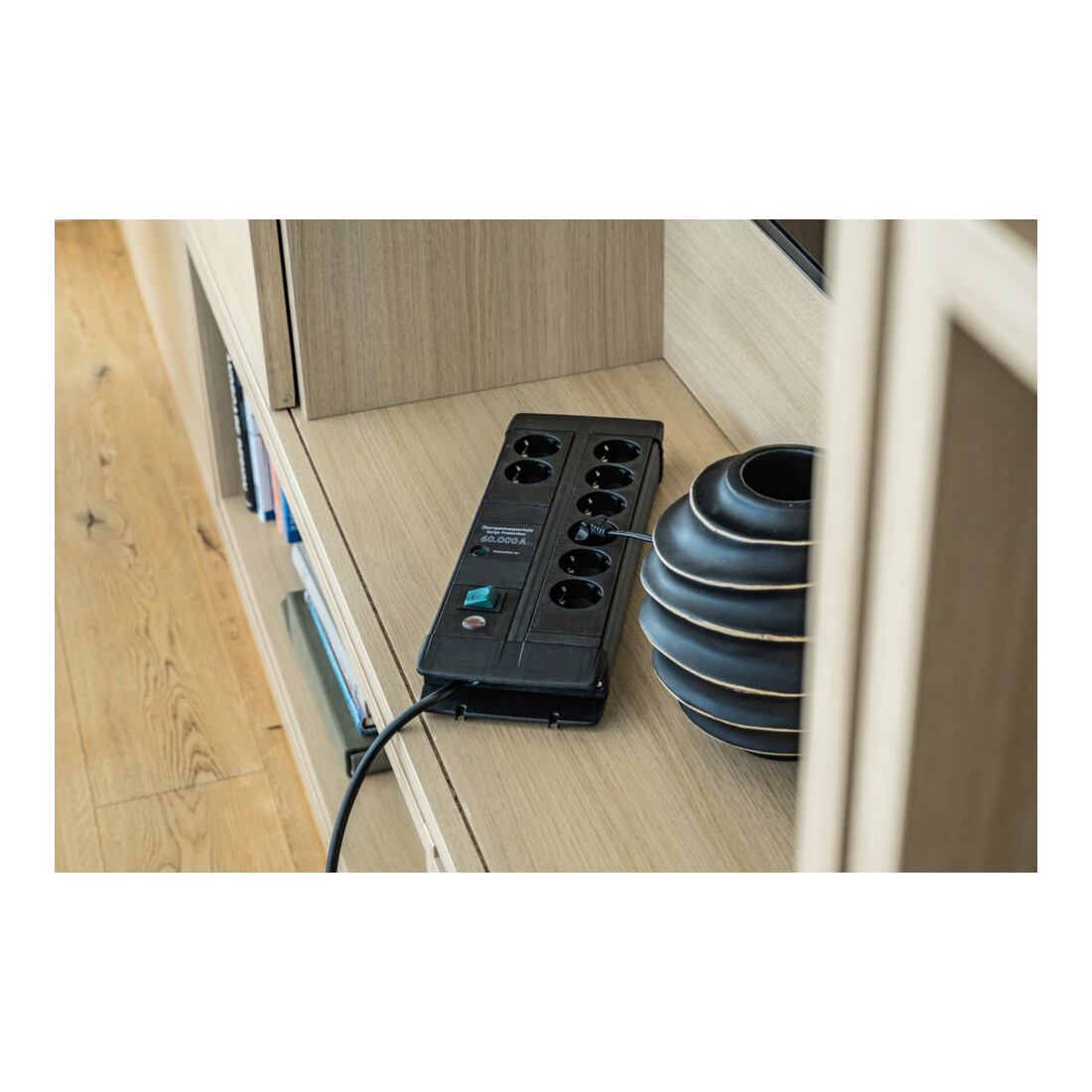 Brennenstuhl Multipresa Premium-Line a 8 vie, con protezione di sovratensione60.000A , Duo nero, 3m H05VV-F 3G1,5