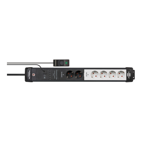 Brennenstuhl Multipresa Premium-Line Comfort Switch Plus a 6 vie, nero/grigio chiaro, 3m, H05VV-F 3G1,5 2 permanente, 4 bipolari