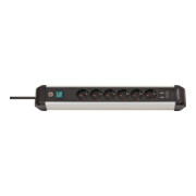 Brennenstuhl Premium-Alu-Line Steckdosenleiste mit USB / Mehrfachsteckdose 6-fach aus hochwertigem Aluminium