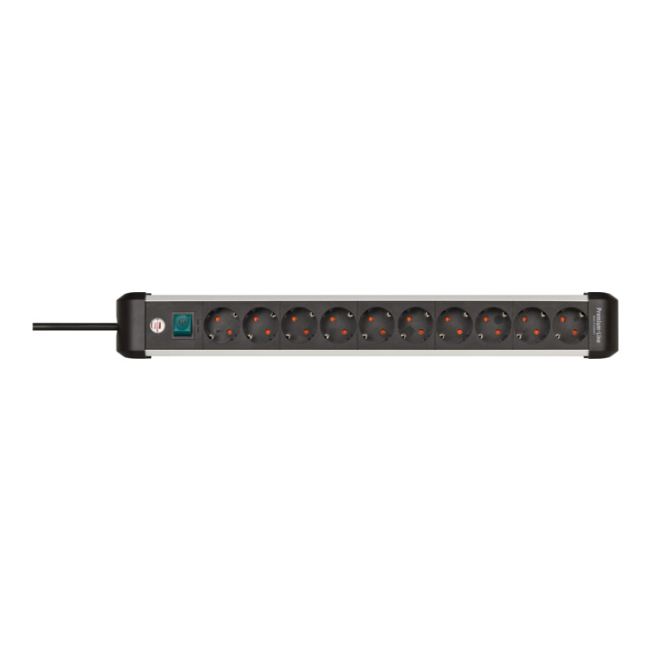 Brennenstuhl Premium-Alu-Line stekkerdoos 10-voudig / stekkerblok van hoogwaardig aluminium (stekkerdoos met schakelaar en 3m kabel, Made in Germany)